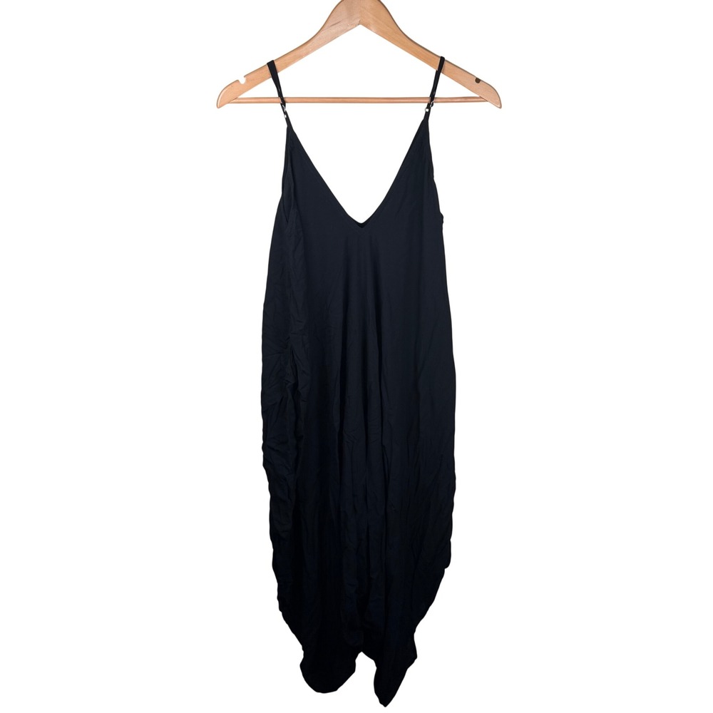 Indah Jumpsuit Women M Black Revolve All In One Harem Boho Drape V-Neck Strappy - Picture 2 of 7